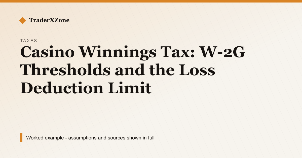 Casino Winnings Tax: W-2G Thresholds and the Loss Deduction Limit